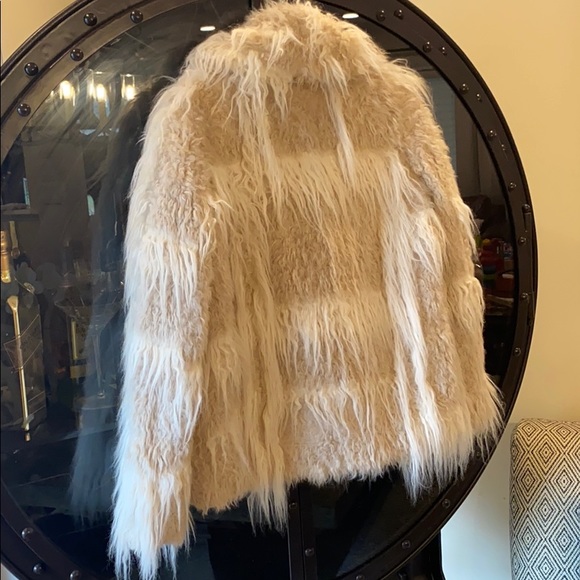 Helmut Lang Plaid Faux Fur Pea Coat - Picture 4 of 4